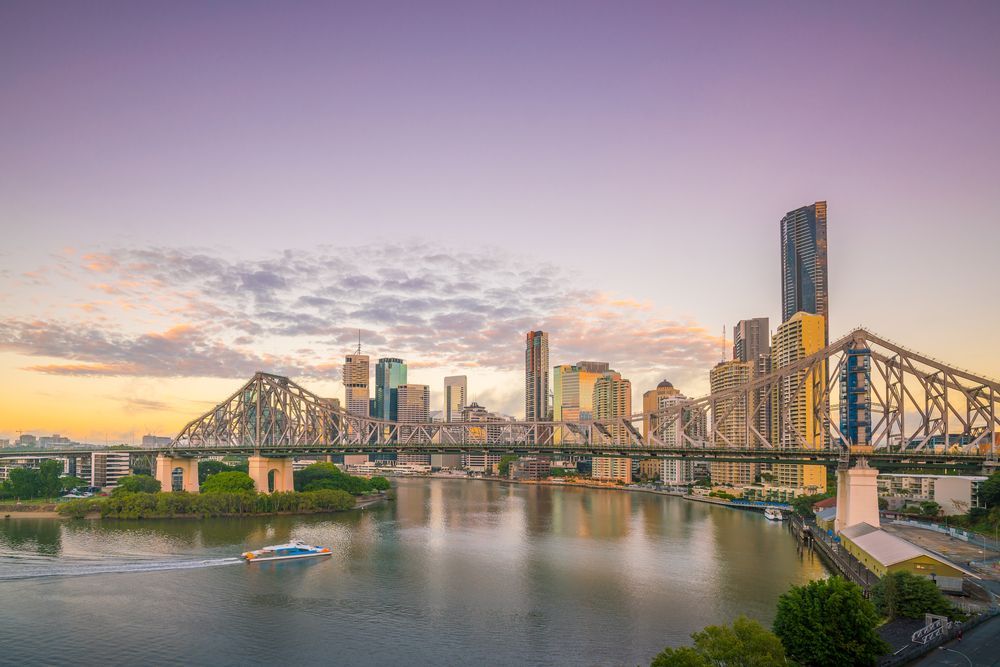 Aerial View of a Coastal Town With Buildings — Elite Stone in Brisbane, QLD