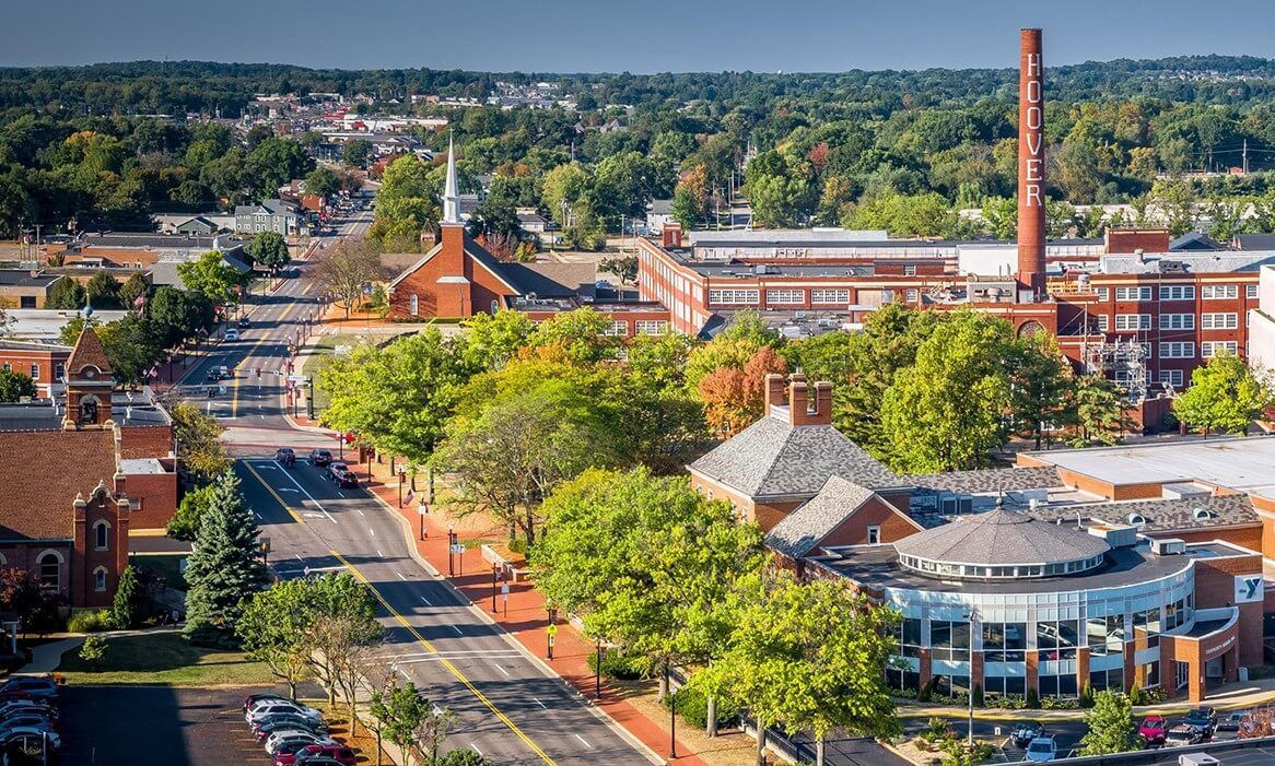 an aerial view of North Canton, Ohio