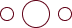 Three outlined circles, one large in the center and two smaller on either side, on a white background