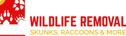 The logo for wildlife removal skunks raccoons and more