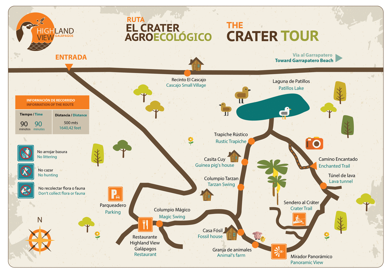 A map of the crater tour in spanish