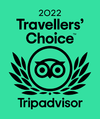 2022 TripAdvisor Travellers’ Choice award badge in green with owl logo and laurel wreath