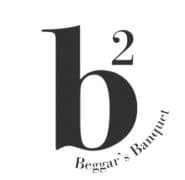A logo featuring a large, stylized lowercase "b" with a superscript "2" and the text "Beggar's Banquet" curved below it.