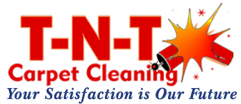 Logo for TNT Carpet Cleaning: red text 