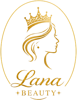 Gold Lana Beauty logo with crowned female profile and oval border