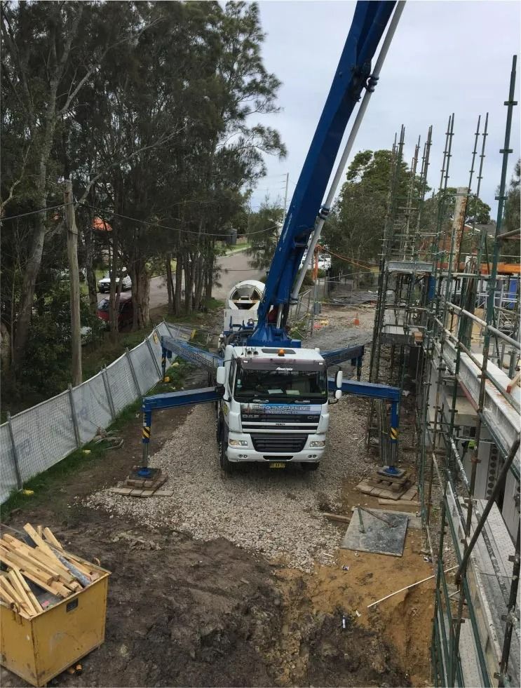 Concrete Pump Truck at Construction Site — Easy Mix Concrete In Berkeley Vale, NSW