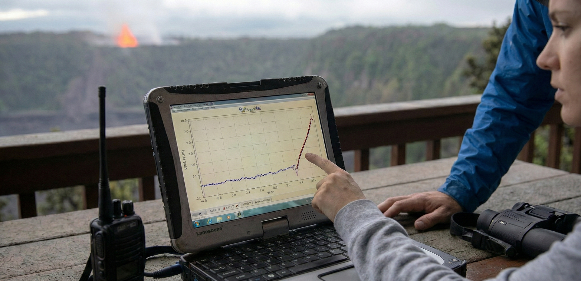 Kilauea Tiltmeter Graph Showing Vertical Inflation Spike
