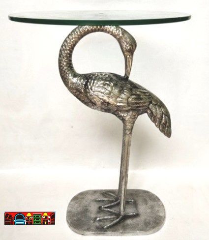 Accent End table - Iron Bird base with glass top