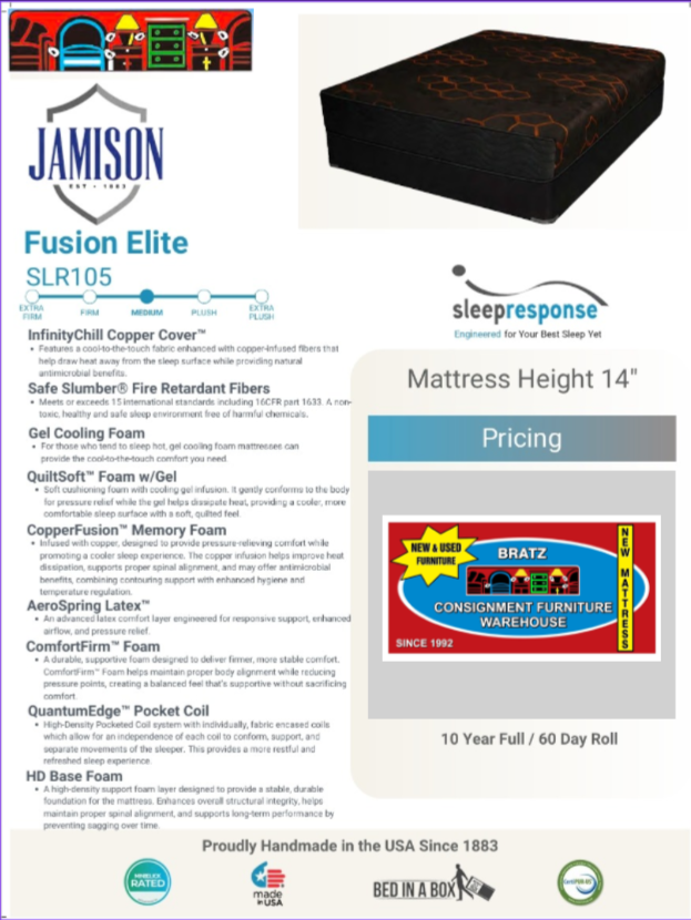 New fusion elite copper cover hybrid mattress available in twin, full, queen and king