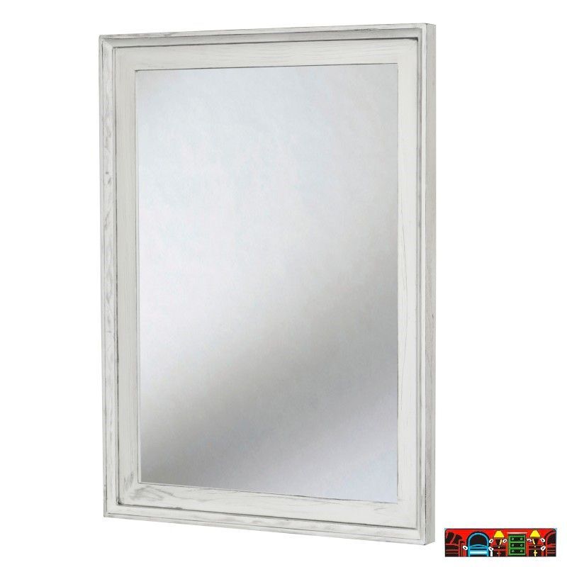 The Picket Fence Bedroom Mirror offers a coastal charm with its solid wood construction and distressed white finish. Available at Bratz-CFW.