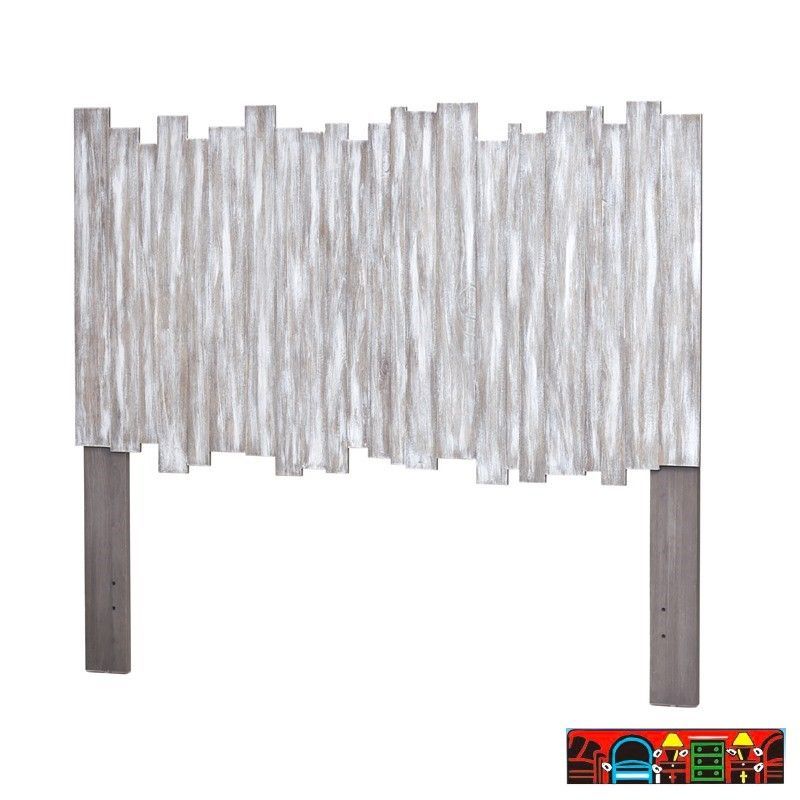 The Picket Fence Bedroom Headboard offers a coastal charm with its solid wood construction, weathered grey look.