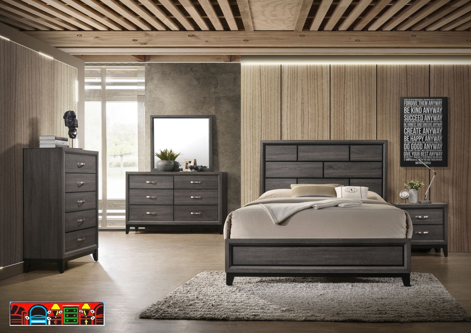 The Eva modern grey bedroom set is available at Bratz-CFW in Fort Myers, FL.