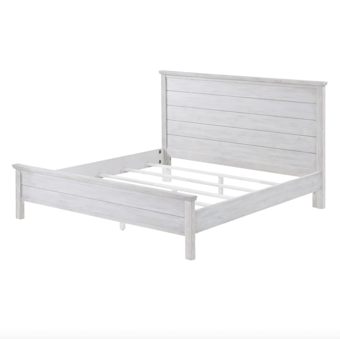 Distressed white bed