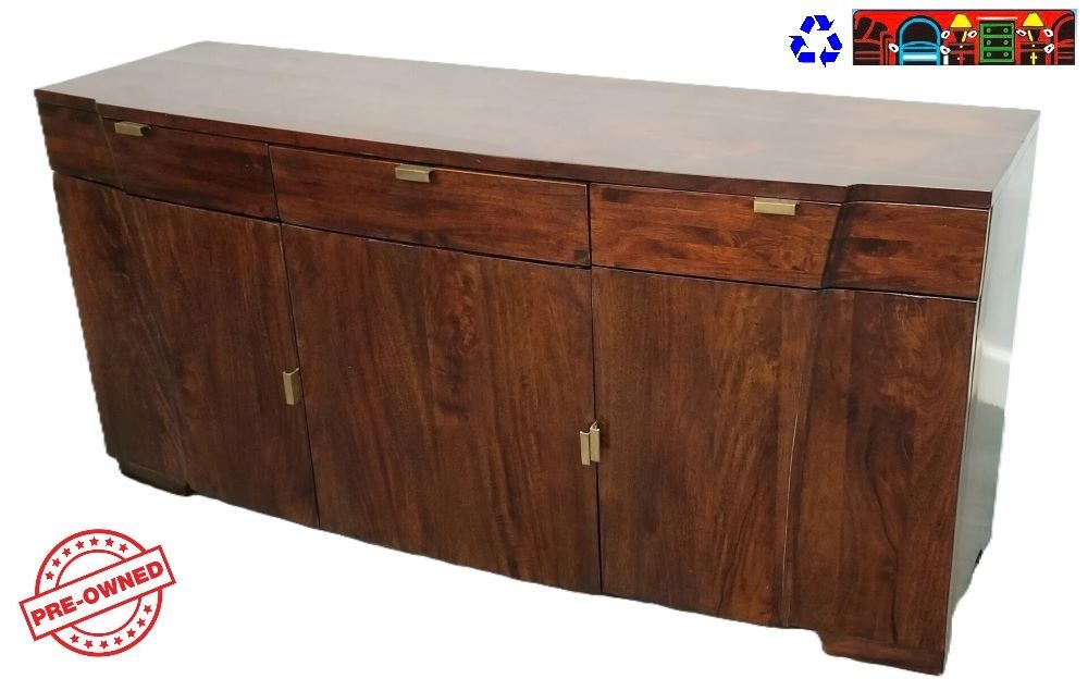 used dark wood buffet with 3 doors & 3 drawers with shelves for sale at bratz-cfw fort myers fl.