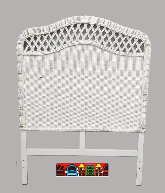used white wicker arched top twin headboard with lattice for sale at bratz-cfw/fort myers fl.
