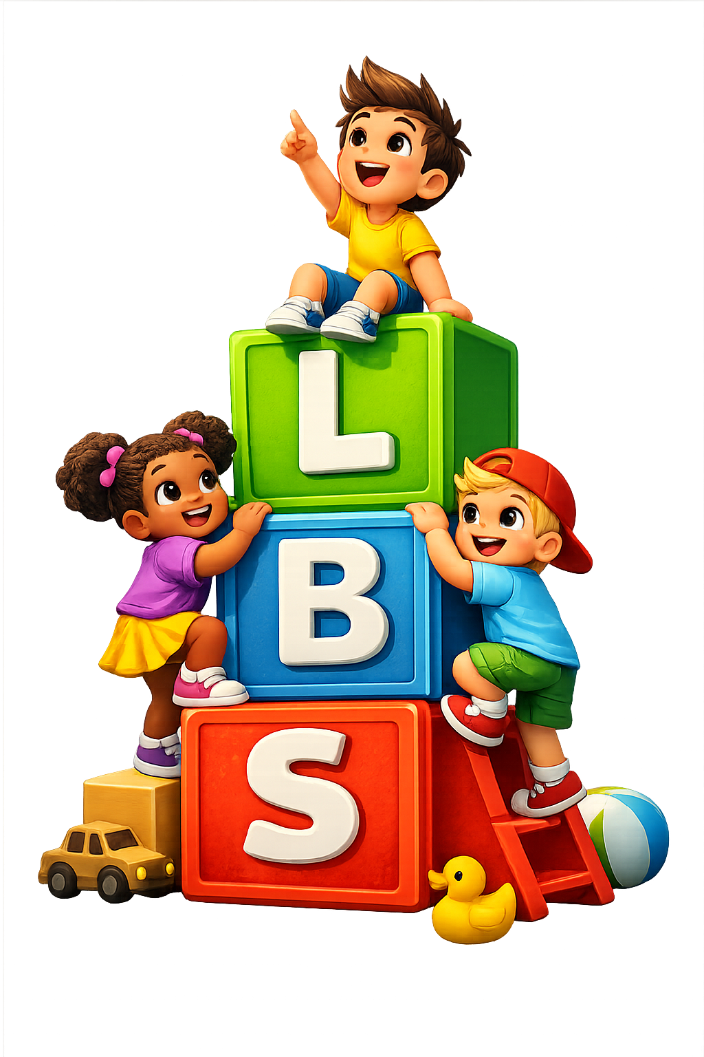 Kids pointing at xylophone