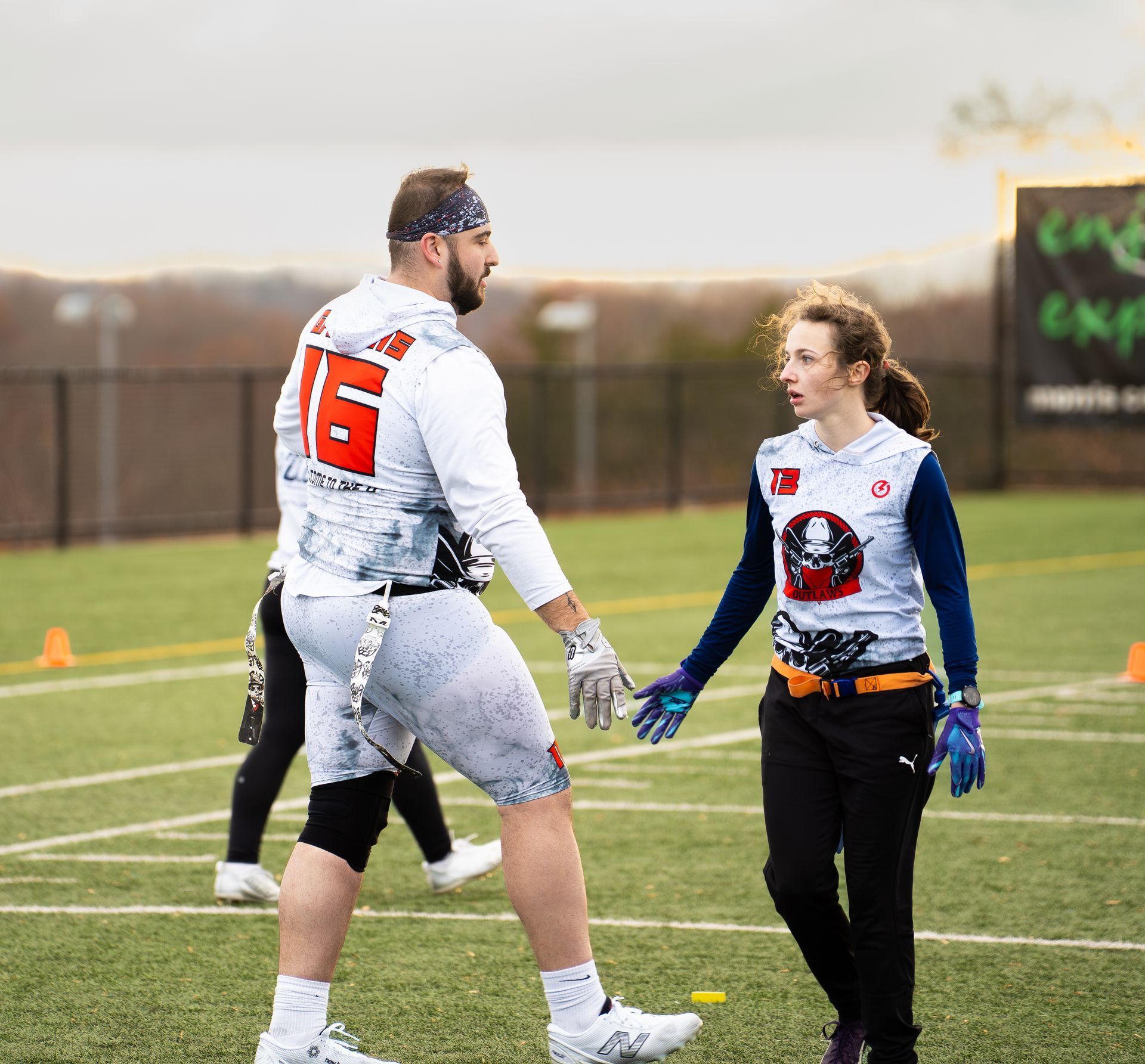 Adult flag football league game in Morris County, New Jersey