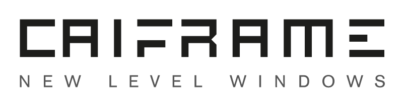 Logo per CAIFRAME, con il nome del marchio scritto in un carattere squadrato e la scritta 