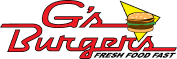 a logo for g 's burgers and fresh food fast