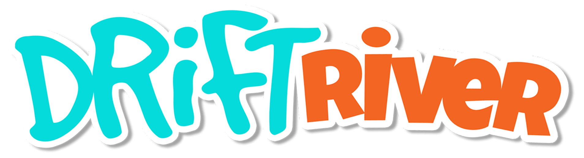 Drift River logo in turquoise and orange stylized lettering