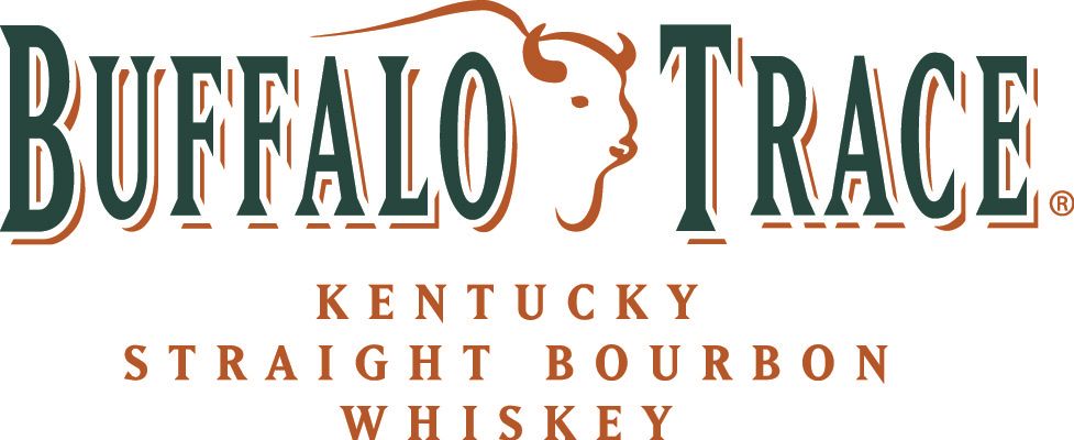 Logo of Buffalo Trace Kentucky Straight Bourbon Whiskey in dark green and brown text.