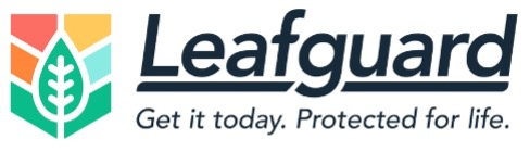 Leafguard logo with a colorful shield icon featuring a white leaf, followed by the text 