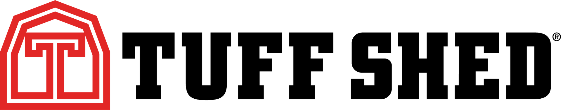 A red barn-shaped icon with a central 