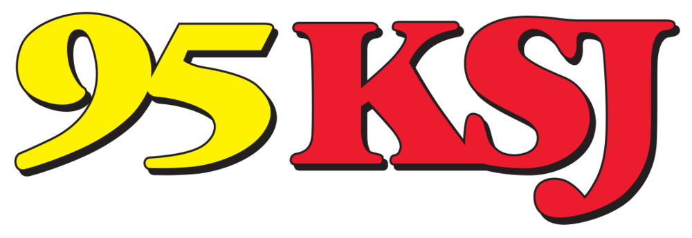 The logo for 95 KSJ, featuring the yellow number 