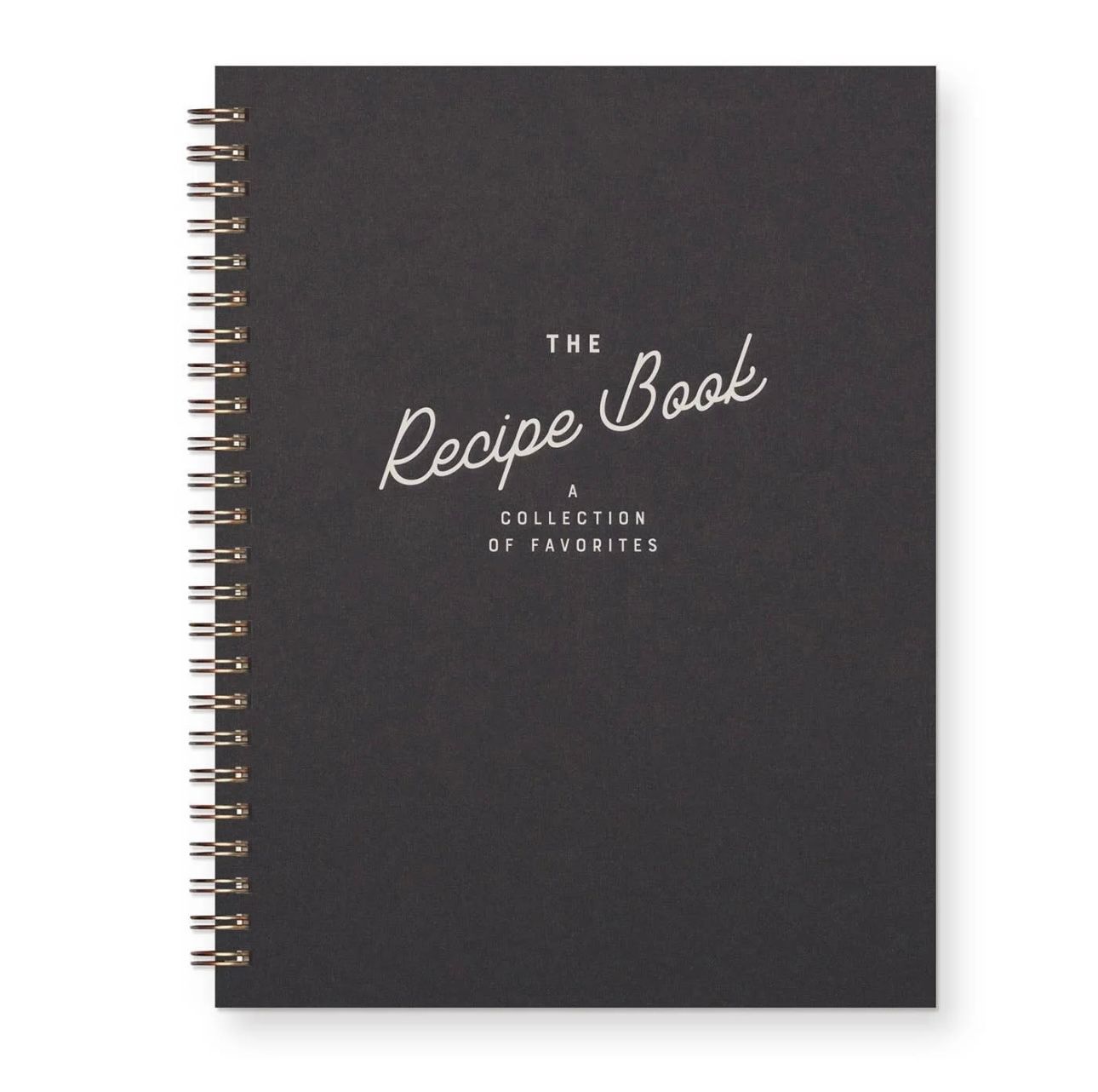 Black spiral-bound recipe book with