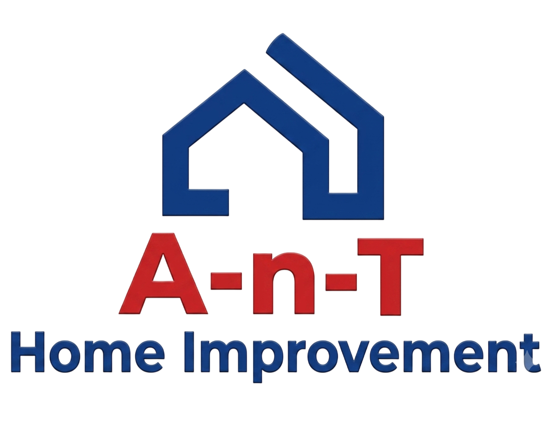 A-n-T Home Improvement logo with blue house icon and red-and-blue text