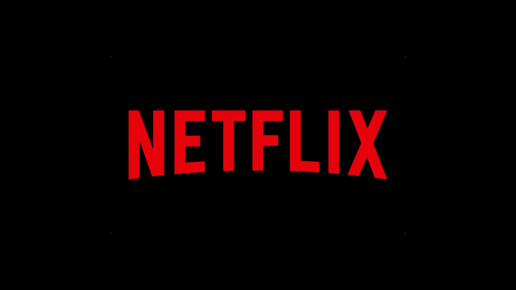 Red Netflix logo on a black background