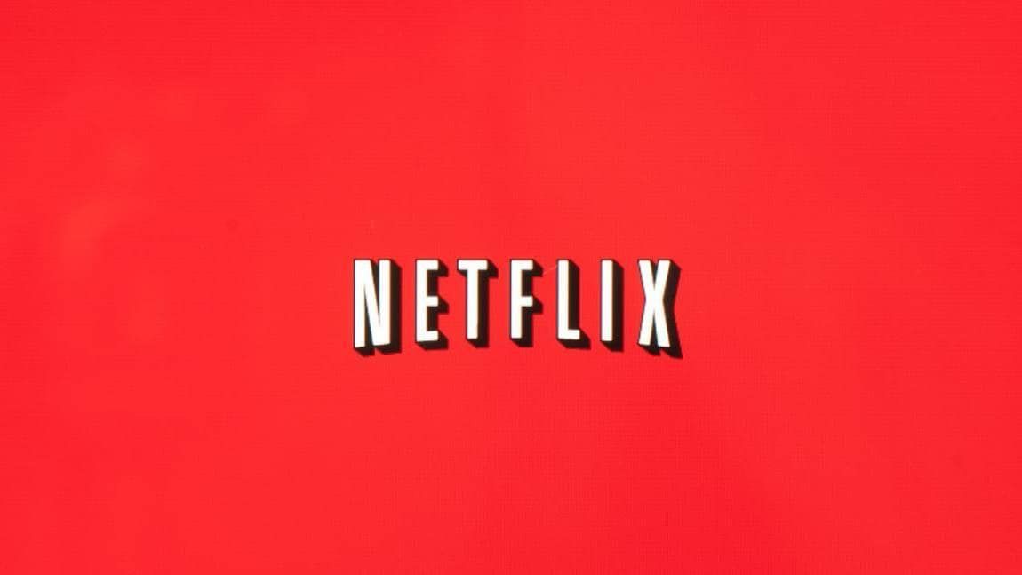 Netflix logo on a bright red background.