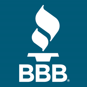 BBB logo in white on a teal background with a torch flame icon above the letters