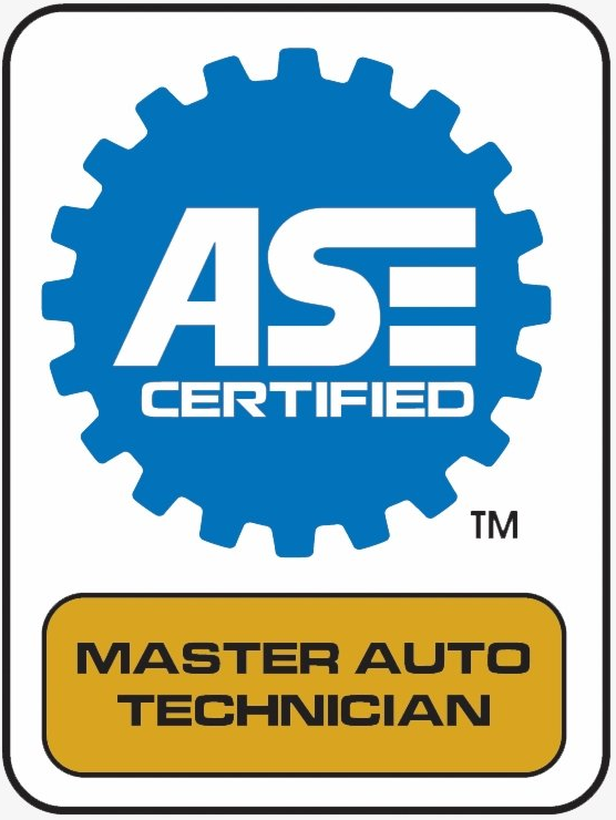 ASE-certified logo: blue gear,