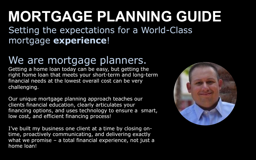 Mortgage planning guide with a professional headshot and text explaining the company's approach to financial services.
