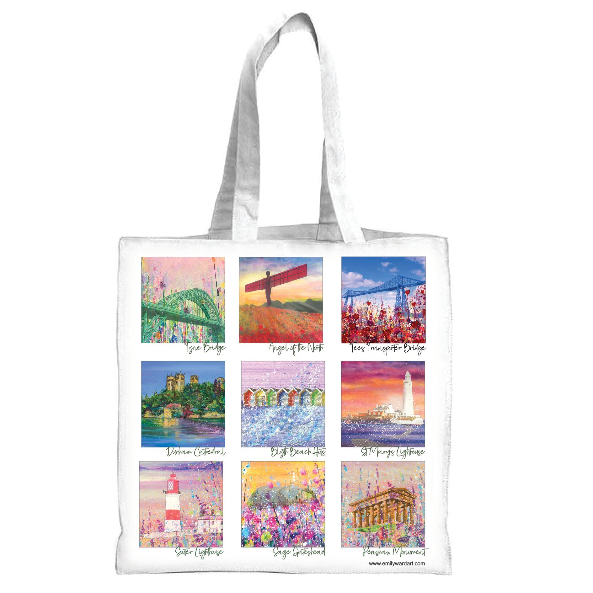 Newcastle Artist, Tyne Bridge, Angel of the north, Tees Transporter Bridge , Durham Cathedral, Blyth Beach Huts, St Mary's Lighthouse, Souter Lighthouse, Sage, Gateshead, Penshaw Monument, local, artist