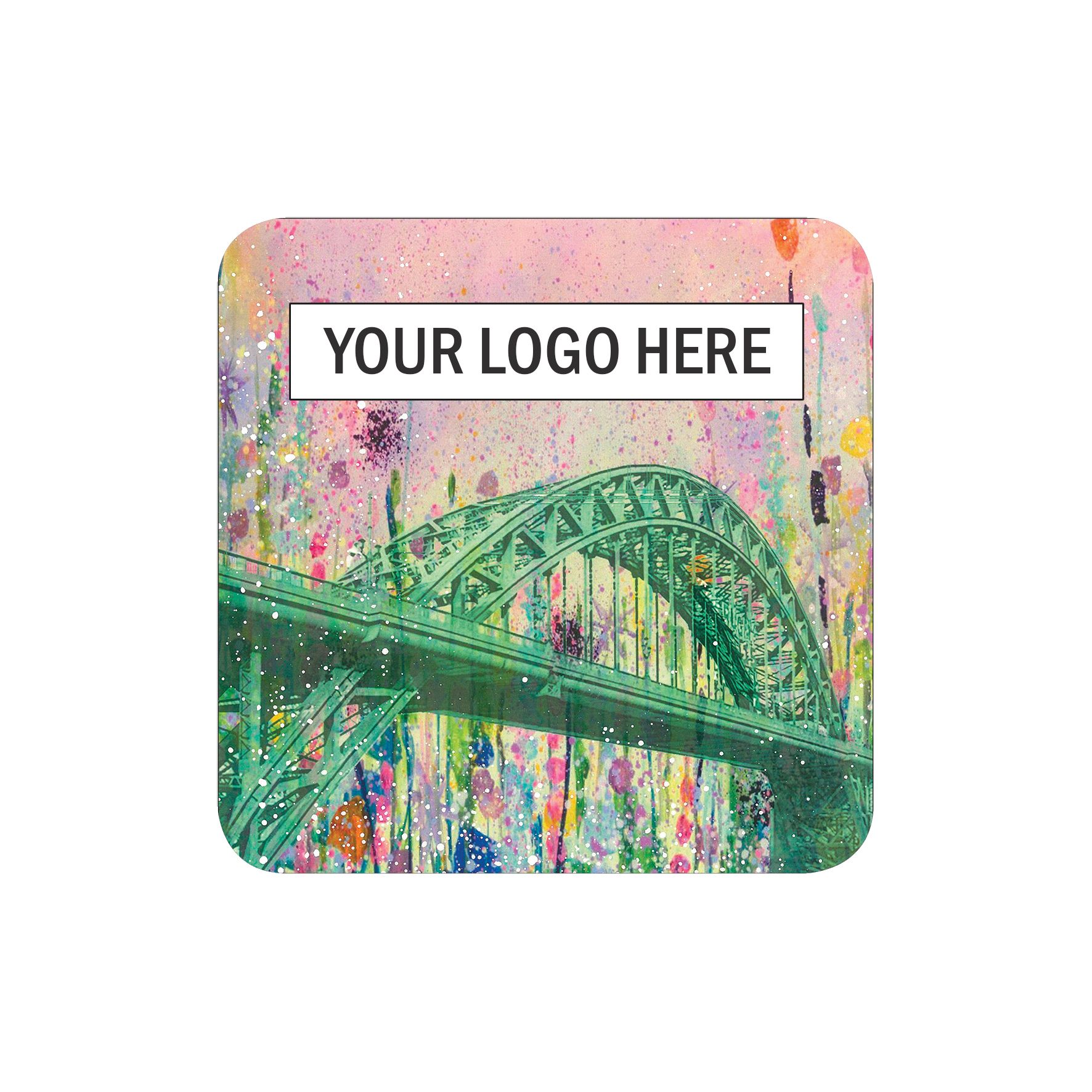 Colorful bridge illustration with “YOUR LOGO HERE” text