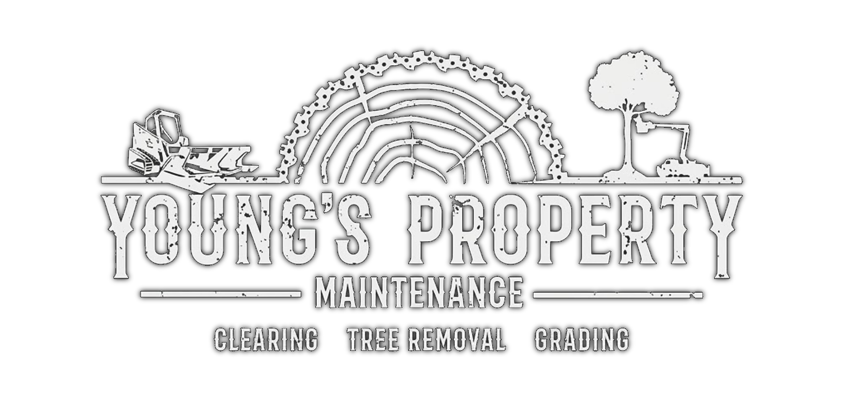 Young&rsquo;s Property Maintenance logo with rainbow, lawn mower, tree, and curb appeal text