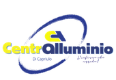 Logo dell'azienda Centroalluminio con ovale blu, scritta gialla 