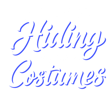 Blue cursive text reading “Healing Costumes” on a white background