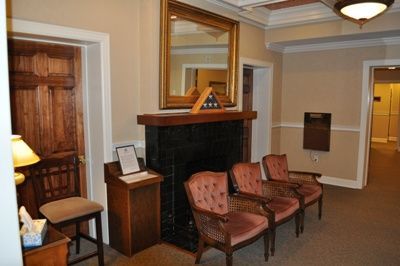 Fireplace room at High Funeral Home in McMinnville, TN.