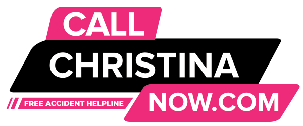 Pink and black banner reading “CALL CHRISTINA NOW.COM” with “FREE ACCIDENT HELPLINE” text
