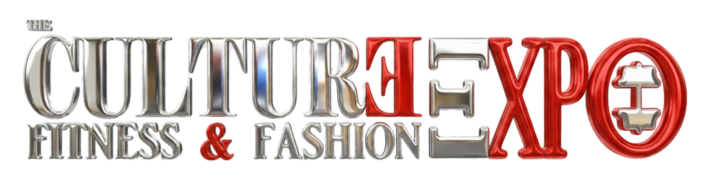 Culture Expo logo with “Fitness & Fashion” in silver and red text on white background