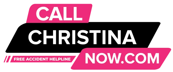Pink and black “Call Christina Now.com” accident helpline banner