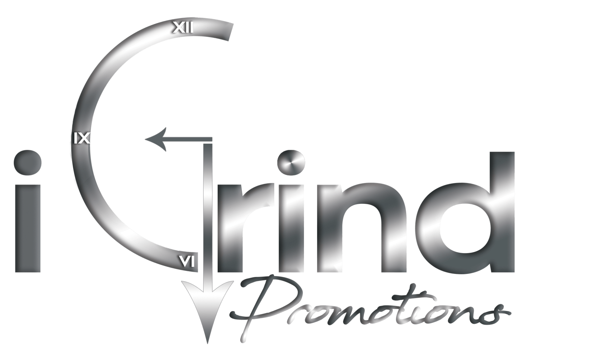 IGrind Promotions logo in gray and black with a stylized circular arrow and script text