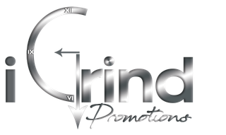 IGrind Promotions logo in gray and black with a stylized circular arrow and script text