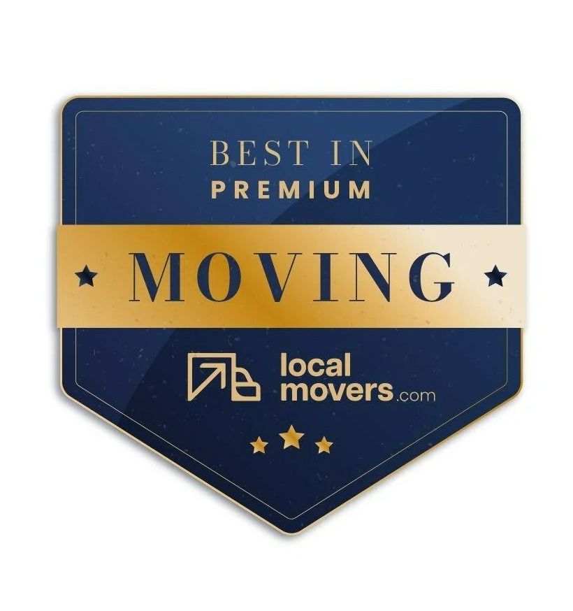 A blue and gold badge that says best in premium moving A blue and gold badge that says best in premium moving