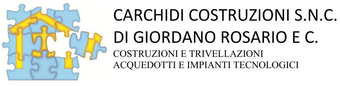 Logo for Carchidi Costruzioni S.N.C. di Giordano Rosario e C., with yellow-and-blue puzzle house icon
