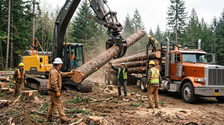 Tree service workers removing trees