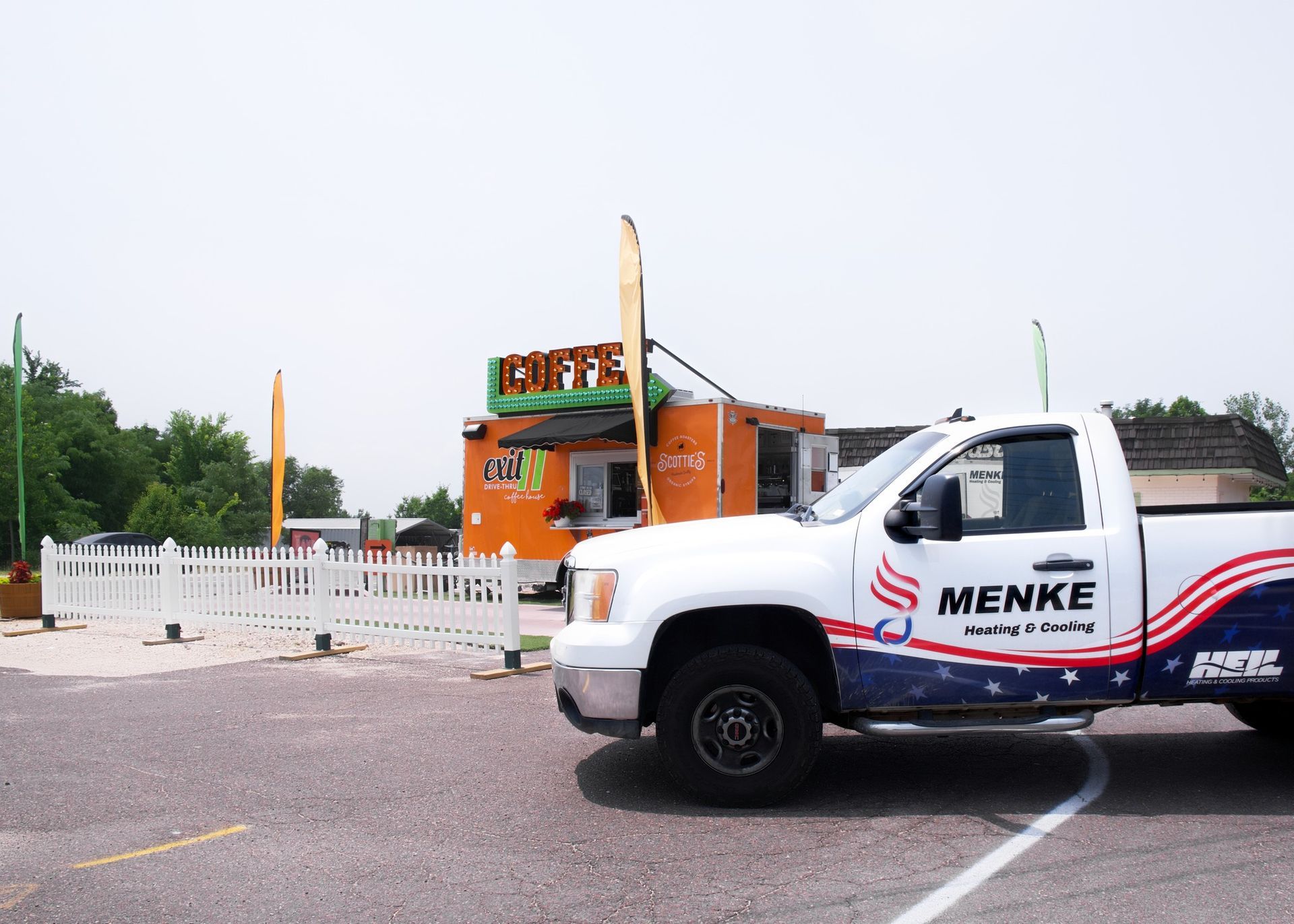 A Menke Truck Is Parked in Front of A Food Truck | Union, MO | Menke Heating and Cooling